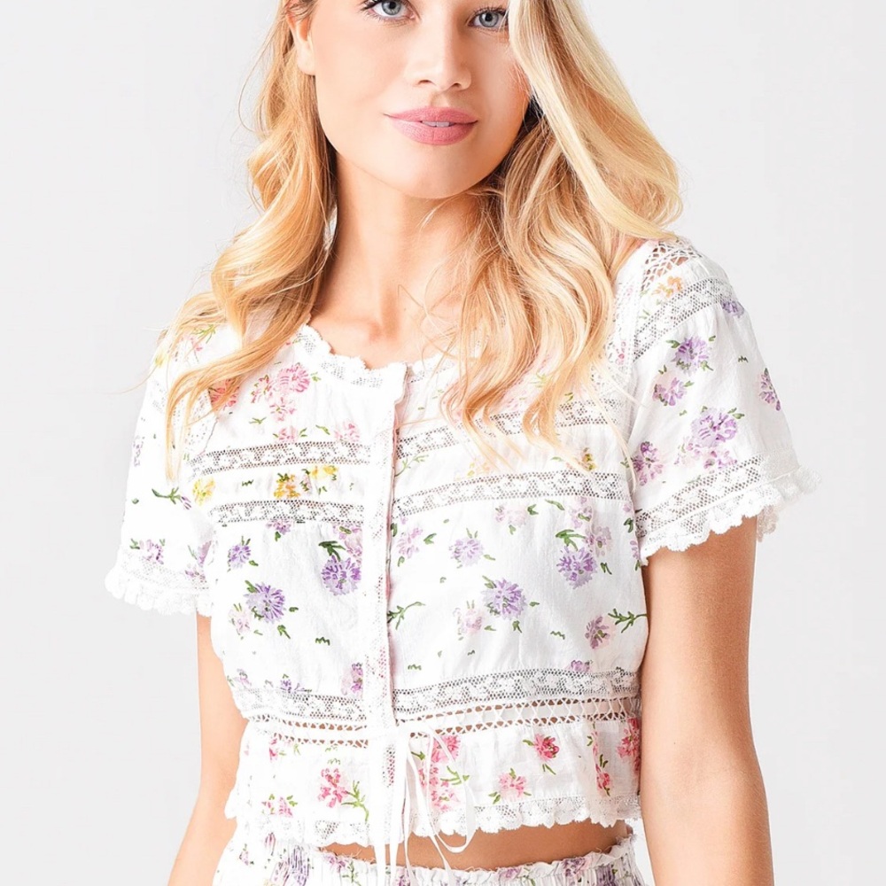 NWOT LOVESHACKFANCY Women's Farley Crop Top